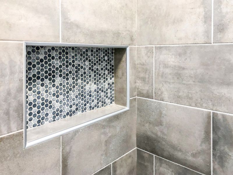 Compact Shower with Storage Niches